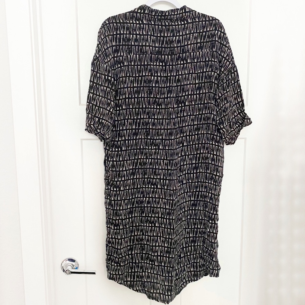Whistles Abstract Print Sahara Cocoon Crepe Dress Black Size Small - Picture 7 of 10